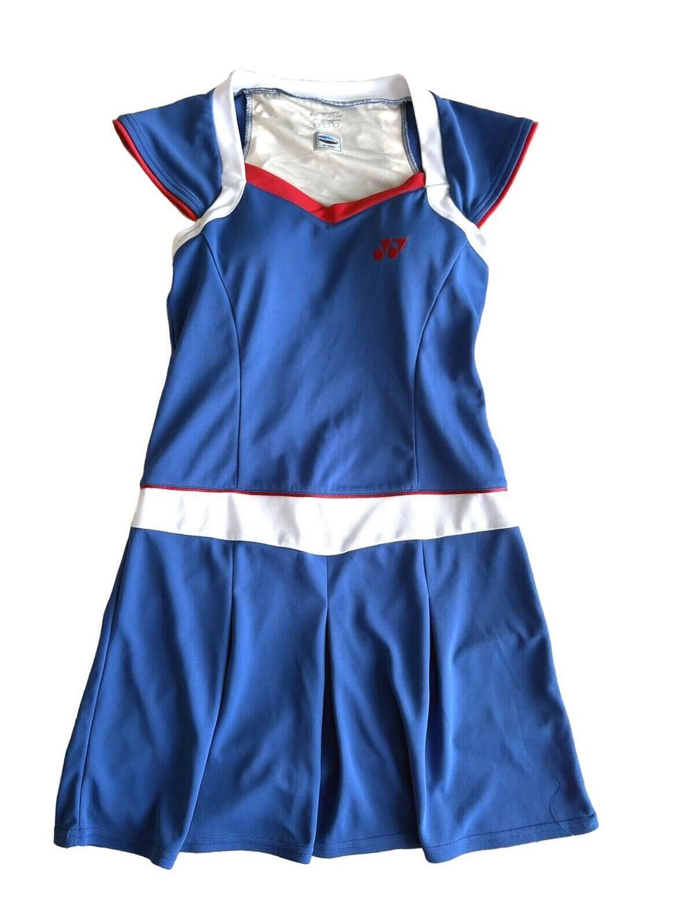 Yonex Blue Tennis Dress with White and Red Accents #preppy #athleisure